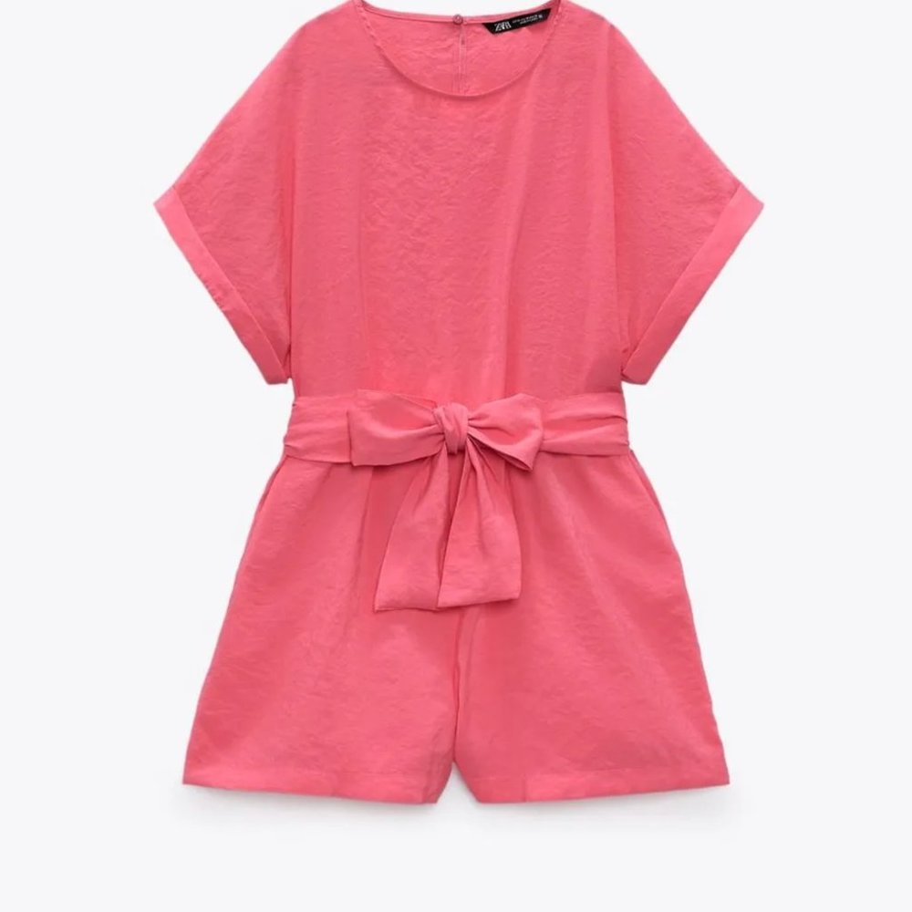 Hot Pink Zara Short Sleeve Romper/Jumpsuit